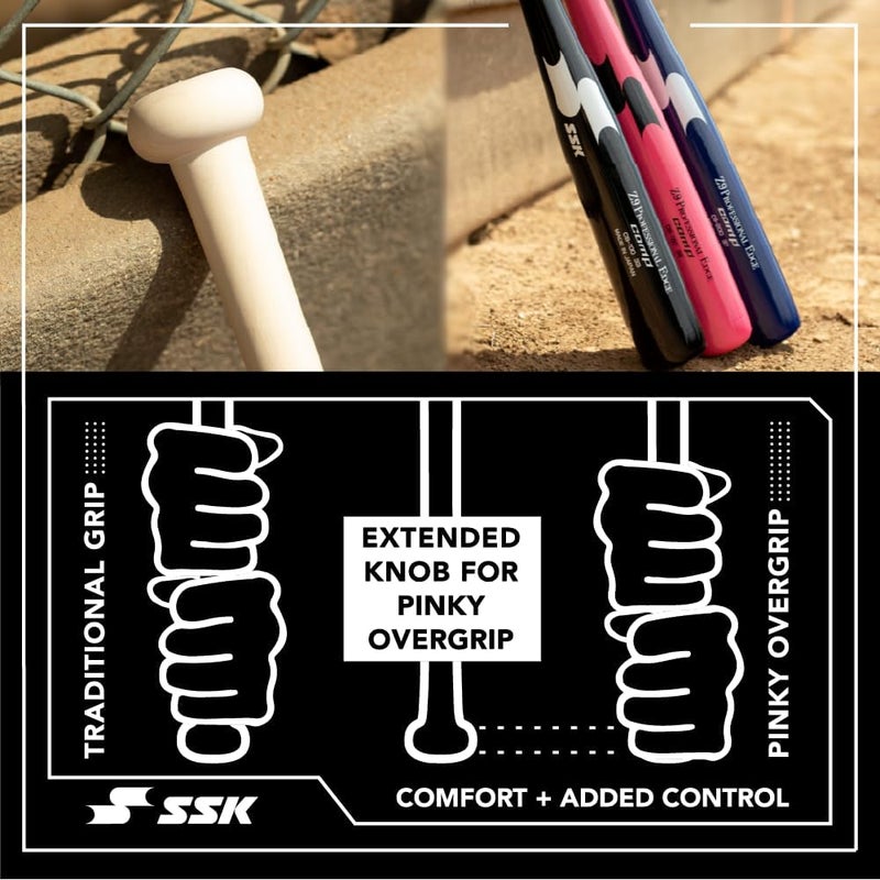SSK Z9 Professional Edge Comp Coaches Wood Fungo Bat 33" 35" 37" - Baseball & Softball – 22+ Colors - 60 Day Warranty - Image 3